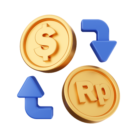 Cambio de rupia a dólar  3D Icon