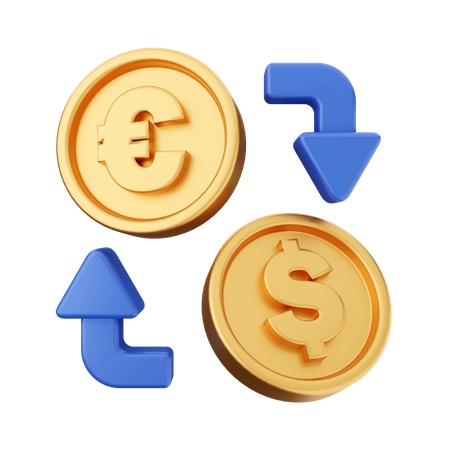 Cambio euro a dolar  3D Icon