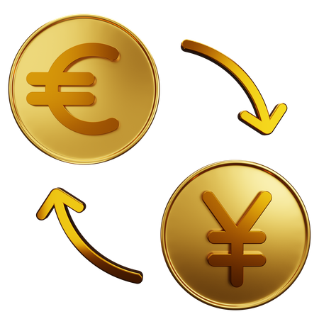 Yenes de cambio del euro  3D Illustration