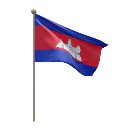 Cambodia Flag Pole  3D Flag