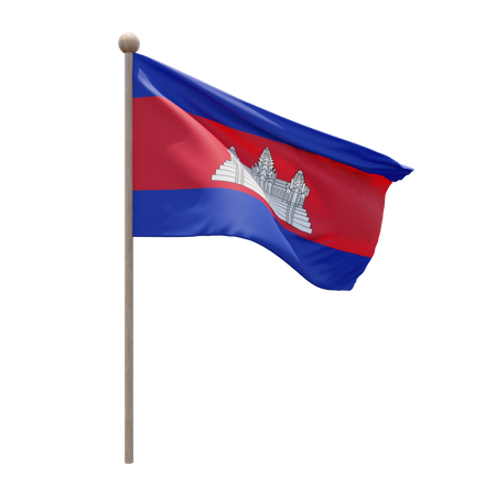 Cambodia Flag Pole  3D Illustration