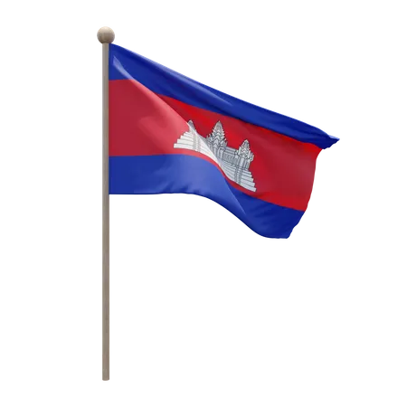 Cambodia Flag Pole  3D Illustration