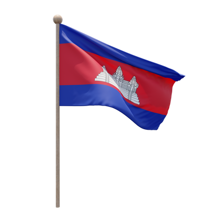 Cambodia Flagpole  3D Flag