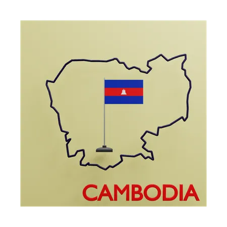 Mapa do Camboja  3D Icon