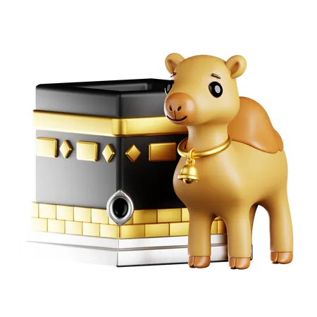 Camel at Kaaba  3D Illustration