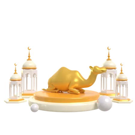 Camel Podium  3D Illustration