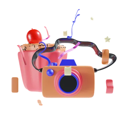 Camera And Cupcake  3D Icon
