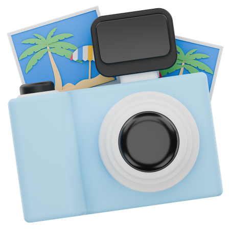 Câmera com foto de praia  3D Icon