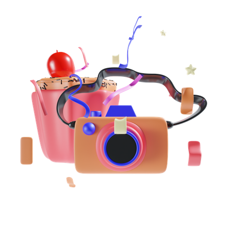 Appareil photo et cupcake  3D Icon