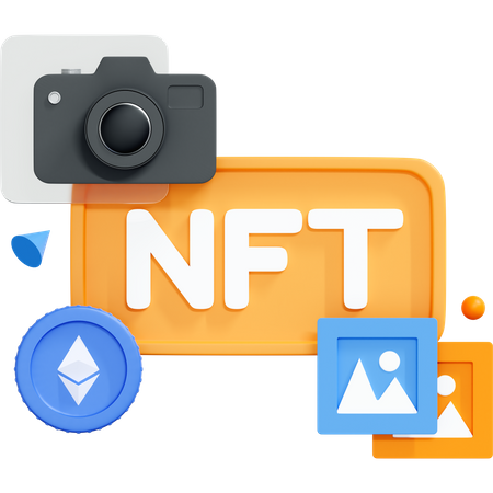 Câmera fotográfica e moeda Ethereum  3D Icon