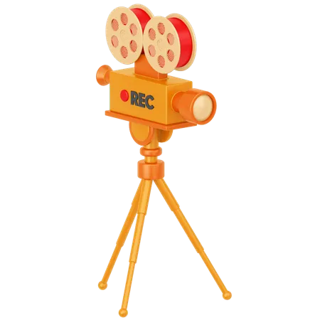 Camera With A Tripod  3D Illustration