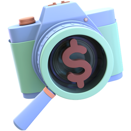 Camera With Magnifying Glass  3D Icon