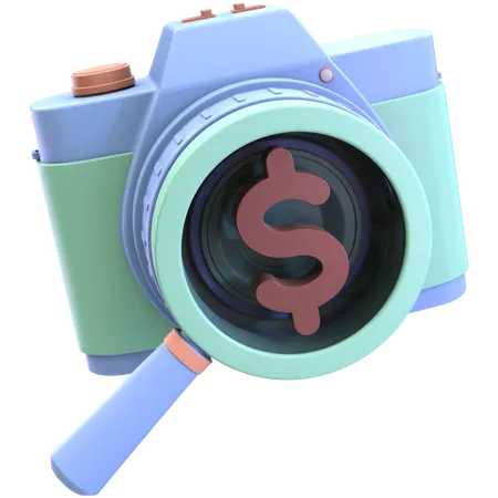 Camera With Magnifying Glass  3D Icon