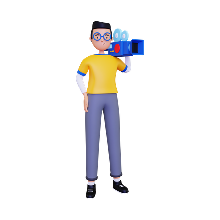 Cameraman with camera  3D Icon