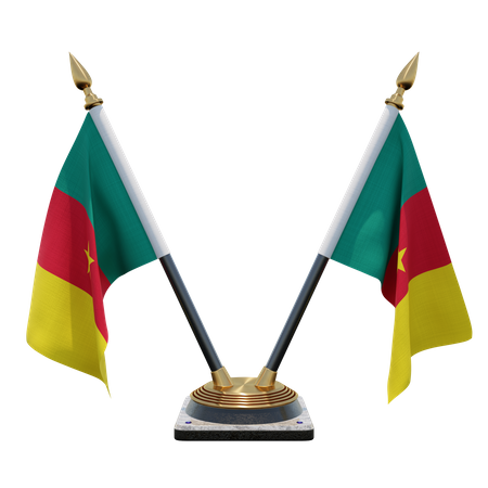 Cameroon Double Desk Flag Stand  3D Flag