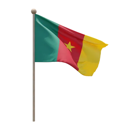 Cameroon Flag Pole  3D Illustration