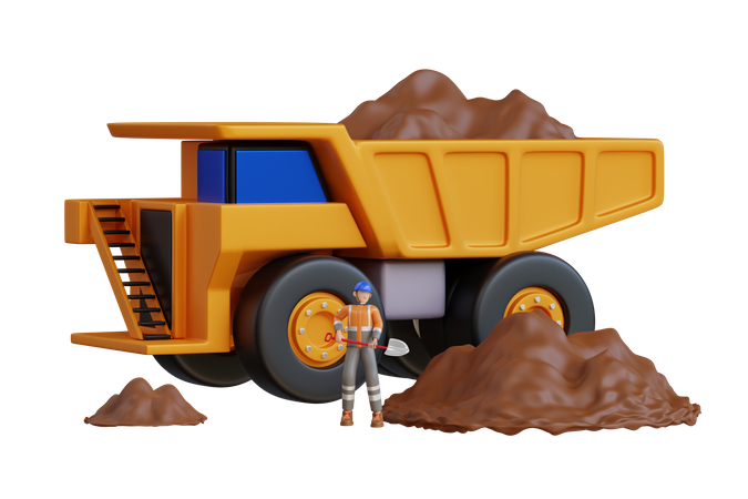 Grande caminhão basculante de pedreira em uma mina de carvão  3D Illustration