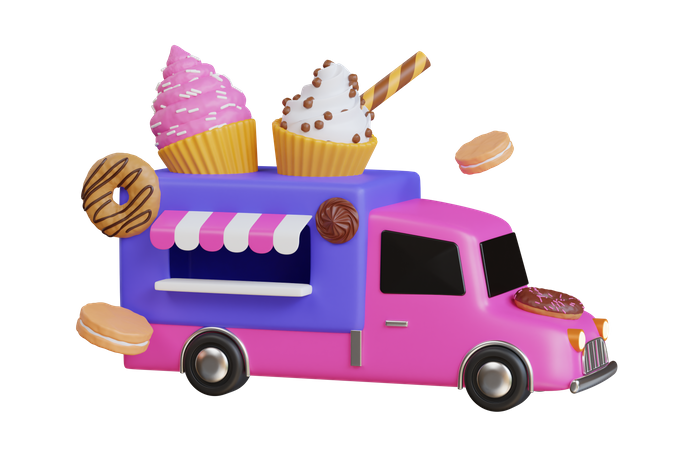 Caminhão de comida de bolo  3D Icon
