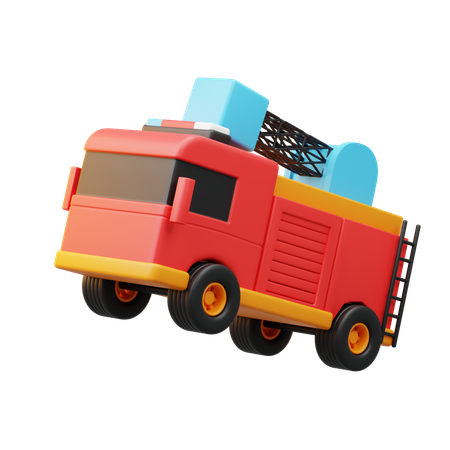 Caminhão de bombeiros fofo  3D Icon
