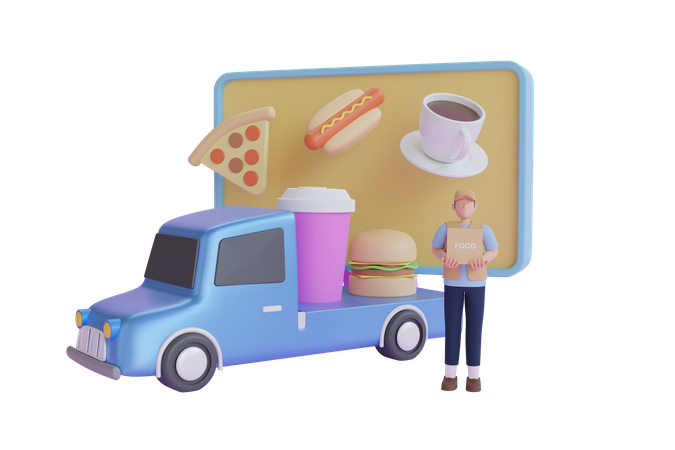 Caminhão de fast food  3D Icon