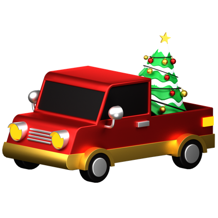 Caminhão de natal com árvore de natal  3D Icon