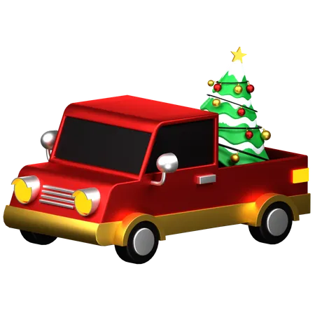 Caminhão de natal com árvore de natal  3D Icon