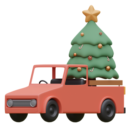 Caminhão vintage e árvore de natal  3D Icon