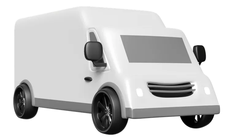 Furgoneta De Reparto Blanca 3 D Icono De Camion Aislado Servicio Transporte Concepto De Envio 3D Illustration