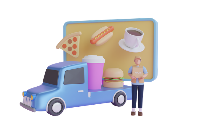 Camión de comida rápida  3D Illustration