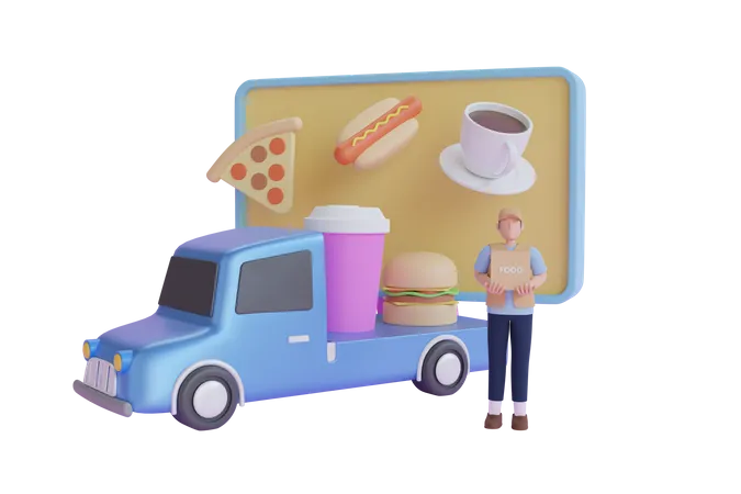 Camión de comida rápida  3D Illustration