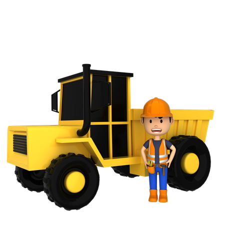 Camion de construction  3D Illustration