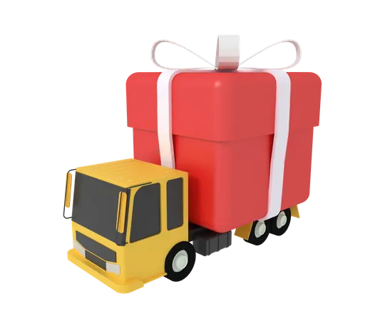 Camion de livraison de cadeaux  3D Icon