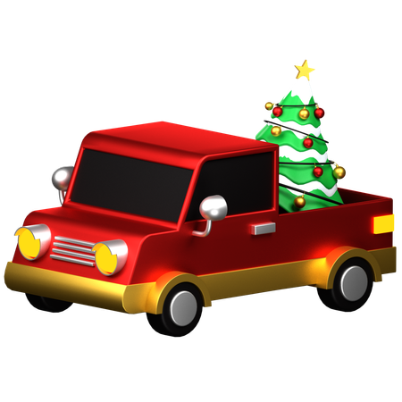 Camion de Noël avec arbre de Noël  3D Icon