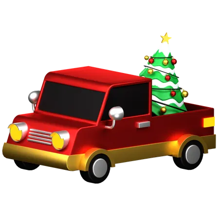 Camion de Noël avec arbre de Noël  3D Icon