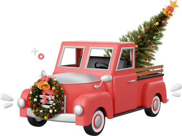 Camion de Noël avec arbre de Noël  3D Icon