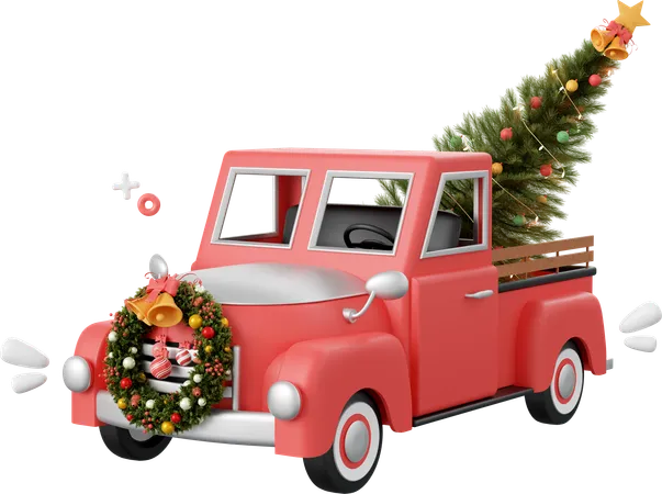 Camion de Noël avec arbre de Noël  3D Icon