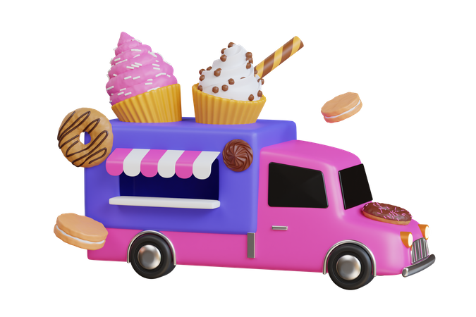 Camion de nourriture de gâteau  3D Icon