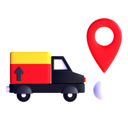 Camión de reparto con ubicación  3D Icon