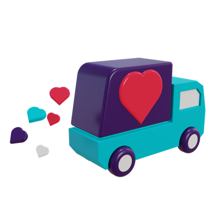 Camión de reparto entregando con amor  3D Icon