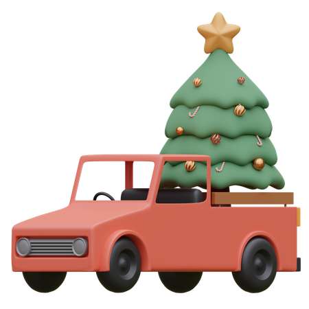 Camion vintage et arbre de Noël  3D Icon