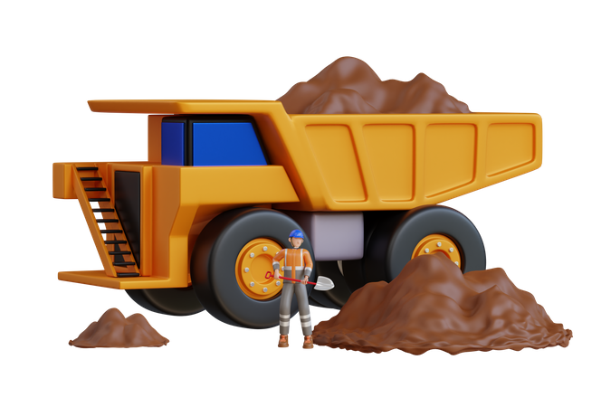 Camión volquete de cantera grande en una mina de carbón  3D Illustration