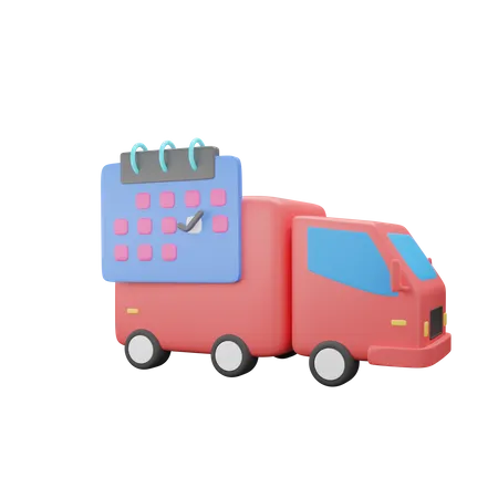 Camioneta con horario de recogida  3D Illustration