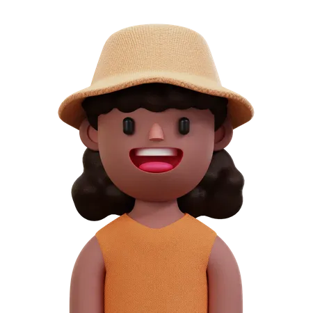 Mulher de camisa laranja  3D Icon