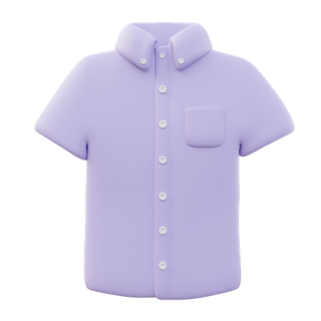 Camisa Oxford con botones de manga corta para hombre.  3D Icon