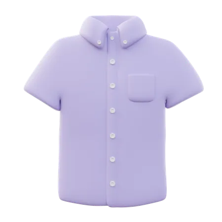 Camisa Oxford con botones de manga corta para hombre.  3D Icon