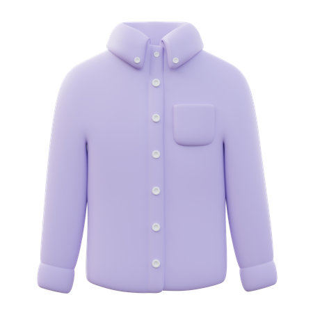 Camisa Oxford con botones de manga larga para hombre.  3D Icon