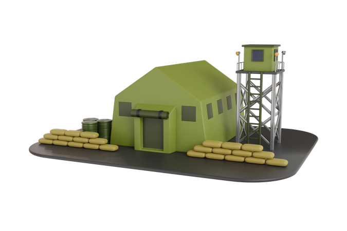 Camp de base militaire  3D Illustration