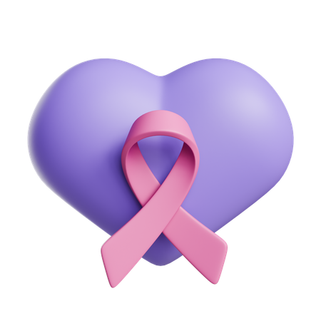 Ruban coeur de campagne contre le cancer  3D Icon