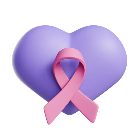 Ruban coeur de campagne contre le cancer  3D Icon