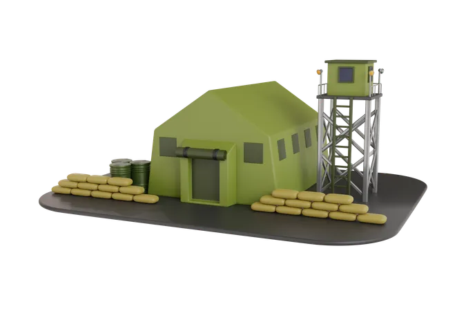 Campamento base militar  3D Illustration